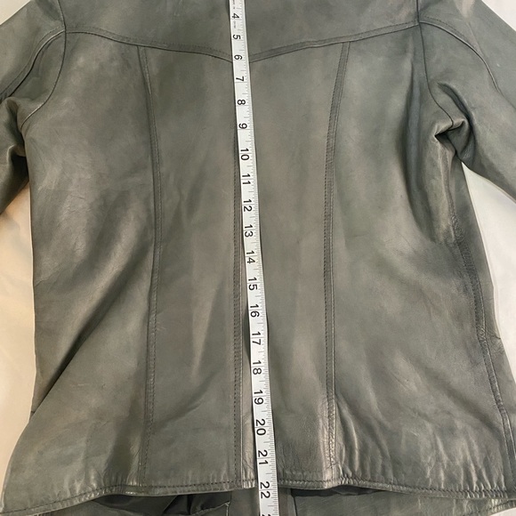 JENNIFER TATTANELLI Gray Antique Leather Short Moto Jacket SZ 46 (10US) - Picture 11 of 12
